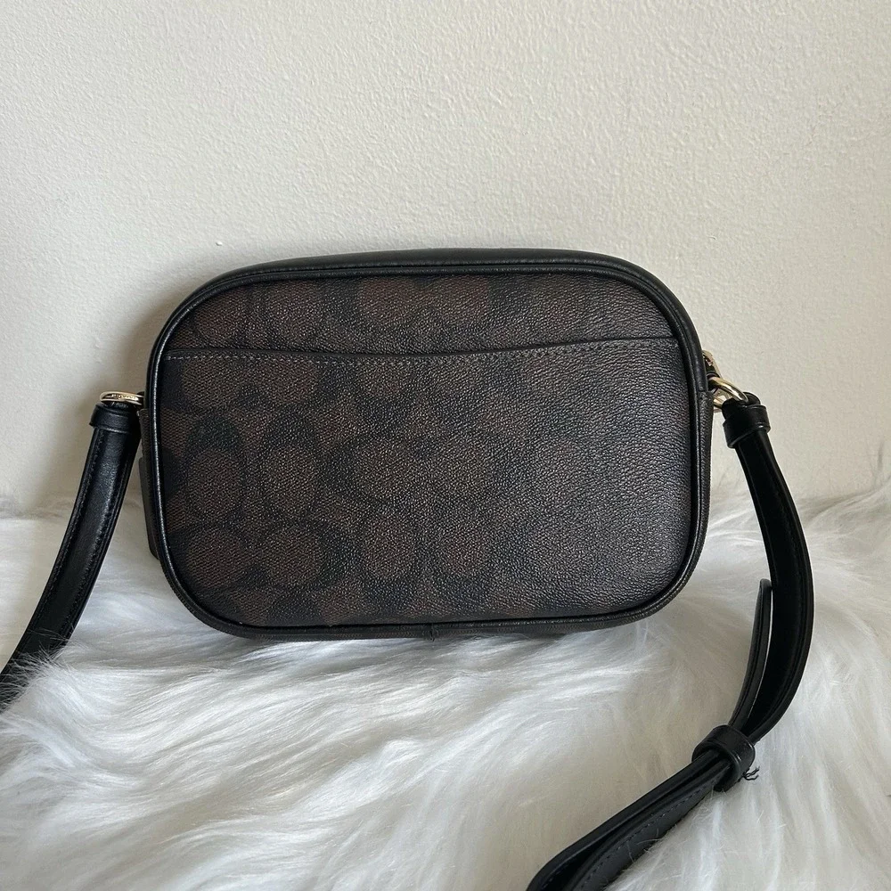 Coach Jamie‎ Camera Bag Brown Black Signature Canvas Crossbody Excellent